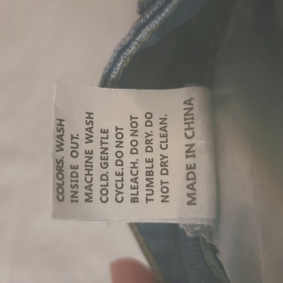 Blue Rolled Hem Denim Shorts, Slim Fit Ripped Floral Print Slash Pockets L 8-10 - Picture 8 of 13